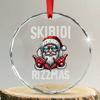 Funny Santa Rizz Xmas Crystal Glass Ornament Skibidi Rizzmas Gen Alpha Slang Cool Santa TS02