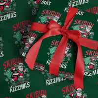 Funny Santa Rizz Xmas Wrapping Paper Roll Retro Skibidi Rizzmas Claus Skating Board Xmas