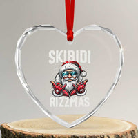 Funny Santa Rizz Xmas Heart Crystal Glass Ornament Skibidi Rizzmas Gen Alpha Slang Cool Santa - Wonder Print Shop