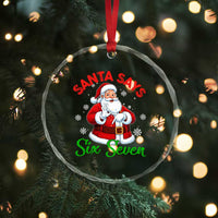 Funny Santa Says Six Seven Crystal Glass Ornament Christmas 67 Meme Santa Gen Alpha Slang TS11