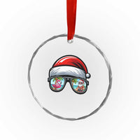 Funny Santa Sunglasses Crystal Glass Ornament Beach Christmas Vacation Graphic