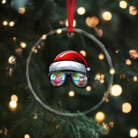 Funny Santa Sunglasses Crystal Glass Ornament Beach Christmas Vacation Graphic