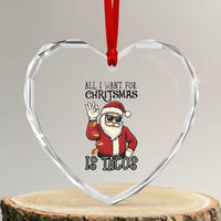 Funny Santa Taco Christmas Heart Crystal Glass Ornament All I Want For Christmas Is Taco - Wonder Print Shop