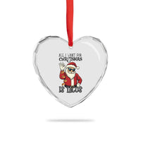 Funny Santa Taco Christmas Heart Crystal Glass Ornament All I Want For Christmas Is Taco - Wonder Print Shop