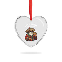 Funny Santa Taco Mexican Heart Crystal Glass Ornament Life Is Better With Tacos - Wonder Print Shop