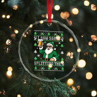 Funny Santa Ugly Christmas Crystal Glass Ornament Drinking Beer Splitting G Inappropriate Adult Humor - Wonder Print Shop