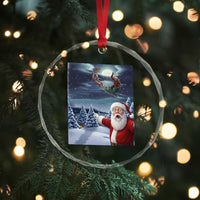 Funny Santa With Bigfoot Selfie Christmas Crystal Glass Ornament - Wonder Print Shop