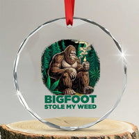 Funny Sasquatch Marijuana Crystal Glass Ornament Bigfoot Stole My Weed Vintage 420 TS02