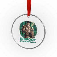 Funny Sasquatch Marijuana Crystal Glass Ornament Bigfoot Stole My Weed Vintage 420 TS02