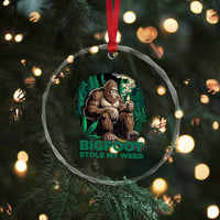 Funny Sasquatch Marijuana Crystal Glass Ornament Bigfoot Stole My Weed Vintage 420 TS02