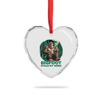 Funny Sasquatch Marijuana Heart Crystal Glass Ornament Bigfoot Stole My Weed Vintage 420 - Wonder Print Shop