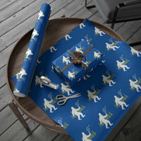 Funny Sasquatch Tennis Player Wrapping Paper Roll Folklore Cryptid Gift - Wonder Print Shop