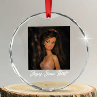 Funny Sassy Christian Doll Face Meme Crystal Glass Ornament Jesus Saw That