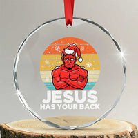 Funny Satan Christmas Crystal Glass Ornament Jesus Has Your Back TS14