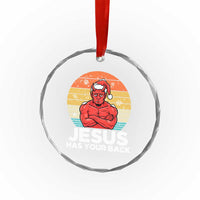 Funny Satan Christmas Crystal Glass Ornament Jesus Has Your Back TS14