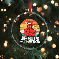 Funny Satan Christmas Crystal Glass Ornament Jesus Has Your Back TS14