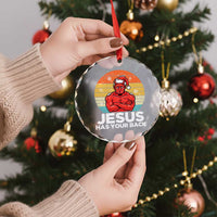 Funny Satan Christmas Crystal Glass Ornament Jesus Has Your Back - Wonder Print Shop