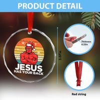 Funny Satan Christmas Crystal Glass Ornament Jesus Has Your Back TS14