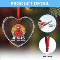 Funny Satan Christmas Heart Crystal Glass Ornament Jesus Has Your Back - Wonder Print Shop