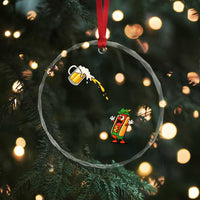 Funny Sausage Waiting For Beer Crystal Glass Ornament Oktoberfest Gift