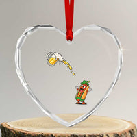 Funny Sausage Waiting For Beer Heart Crystal Glass Ornament Oktoberfest Gift
