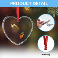 Funny Sausage Waiting For Beer Heart Crystal Glass Ornament Oktoberfest Gift