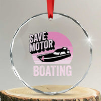 Funny Save Motor Boating Crystal Glass Ornament Breast Cancer Pink Ribbon TS11