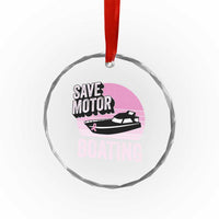 Funny Save Motor Boating Crystal Glass Ornament Breast Cancer Pink Ribbon - Wonder Print Shop