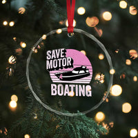 Funny Save Motor Boating Crystal Glass Ornament Breast Cancer Pink Ribbon TS11
