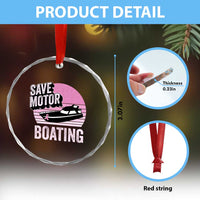Funny Save Motor Boating Crystal Glass Ornament Breast Cancer Pink Ribbon TS11
