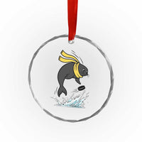 Funny Seal Playing Ice Hockey Crystal Glass Ornament Winter Sports Gift - Wonder Print Shop