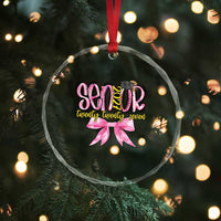 Funny Senior EST 2027 Graduation Crystal Glass Ornament Twenty Twenty Seven Pink Bow
