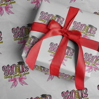 Funny Senior EST 2027 Graduation Wrapping Paper Roll Twenty Twenty Seven Pink Bow