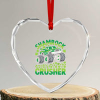 Funny Shamrock Crusher Monster Truck Heart Crystal Glass Ornament Happy St Patricks Day Boys - Wonder Print Shop