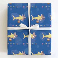 Funny Shark Easter Wrapping Paper Roll Cute Bunny Ears Eggs Hunting Teens Boys Kids