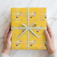 Funny Shark Easter Wrapping Paper Roll Cute Bunny Ears Eggs Hunting Teens Boys Kids