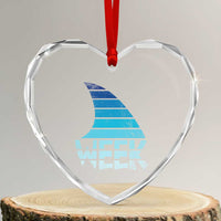 Funny Shark Fin Week Retro Ocean Wildlife Vintage Heart Crystal Glass Ornament