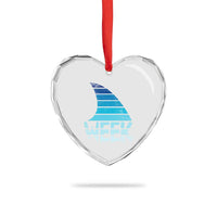 Funny Shark Fin Week Retro Ocean Wildlife Vintage Heart Crystal Glass Ornament