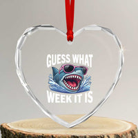 Funny Shark Guess What Week It Is Heart Crystal Glass Ornament Shark Awareness Support Ocean Summer