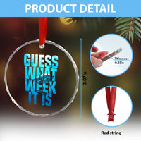 Funny Shark Lover Week Crystal Glass Ornament Guess What Week It Is Blue Ocean TS02