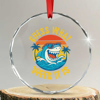 Funny Shark Lover Week Crystal Glass Ornament Guess What Week It Is Ocean Wildlife Retro Sunset TS02