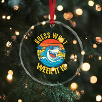 Funny Shark Lover Week Crystal Glass Ornament Guess What Week It Is Ocean Wildlife Retro Sunset TS02