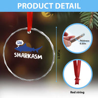 Funny Shark Sarcasm Crystal Glass Ornament Shark Sharkasm Marine Biology Vintage TS02