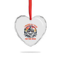 Funny Shark Summer Vacation Heart Crystal Glass Ornament I Waited All Year For This Week