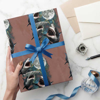 Funny Sharks Howling at Moon Wrapping Paper Roll Funny Great White Sharks and Hammerhead Shark