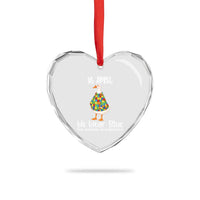 Funny Silly Goose Neurodivergent Support Heart Crystal Glass Ornament In April We Wear Blue For Autism Acceptance