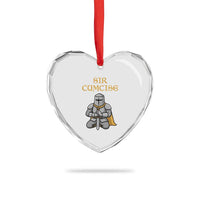 Funny Sir Cumcise Kneeling Knight Graphic Heart Crystal Glass Ornament Sarcastic Wordplay Medieval Dark Adult Humor