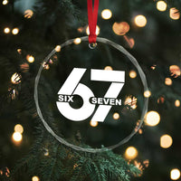 Funny Six Seven 67 Meme Crystal Glass Ornament Bold Graphic - Wonder Print Shop