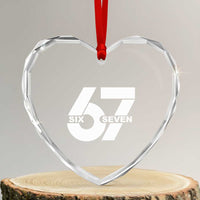 Funny Six Seven 67 Meme Heart Crystal Glass Ornament Bold Graphic - Wonder Print Shop