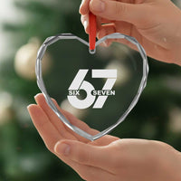 Funny Six Seven 67 Meme Heart Crystal Glass Ornament Bold Graphic - Wonder Print Shop